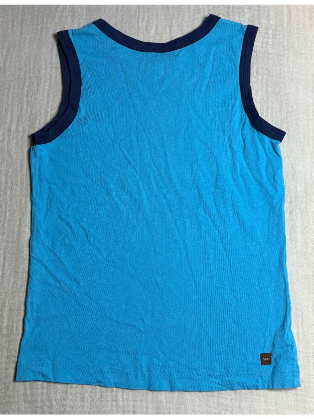Blue Sleeveless Boys Shirt By Tea Collection With Surfboard & Bike Graphic Sz 8 - Picture 5 of 6